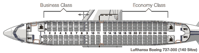 Lufthansa Boeing 737-300 схема салона
