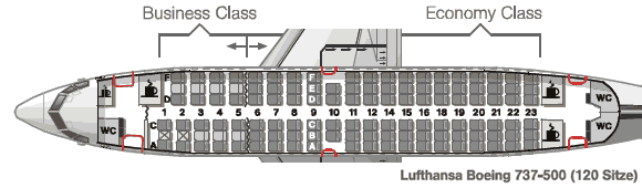 Lufthansa Boeing 737-500 схема мест