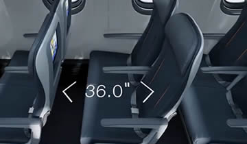 Embraer E190-E2 расстояние между рядами