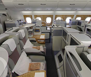 Emirates A380-800 салон бизнес класса