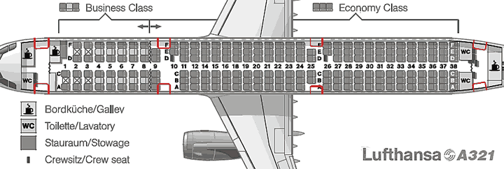 Lufthansa Airbus A321 Seating Plan 200 мест