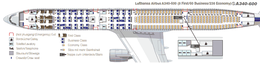 Lufthansa Airbus A340-600 seatingplan 8-60-238