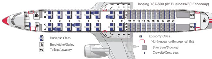 Lufthansa Boeing-737-800 Business Jet схема мест