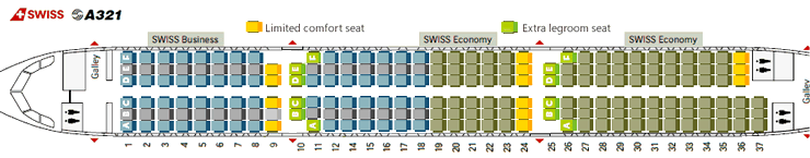 Swiss A321-111 seating-plan