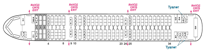 Турецкие авиалинии Airbus A321-200 план салона